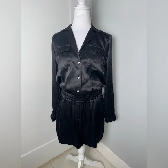 Amanda Uprichard Felix Silk Romper in Black - Picture 2 of 9